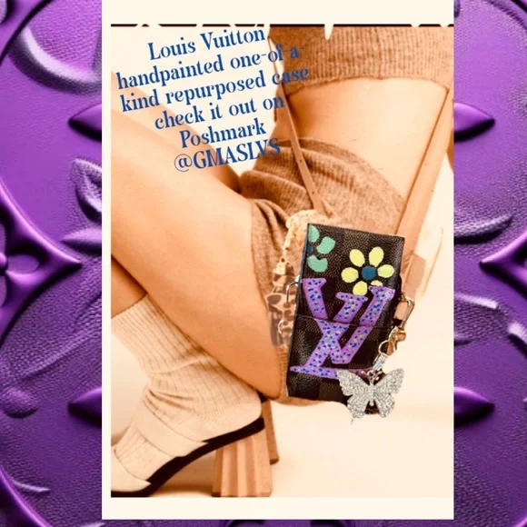 Louis Vuitton repurpose handpainted converted cigarette case brown DAMIER canvas - Picture 3 of 14